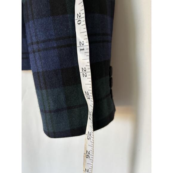 J. Crew Blazer Jacket 10 Blue Green Plaid Check Two Buttons Fall Winter Preppy - Picture 7 of 11